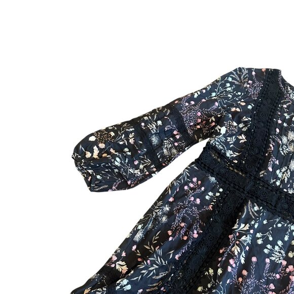 Moulinette Soeurs Anthropologie Floral Print Dress Lace Trim Size 2 Women's - Picture 4 of 13